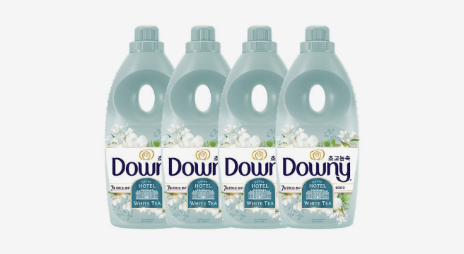 다우니 섬유유연제 화이트티 1L 4개 +다우니 화이트 머스크 200mL 1개