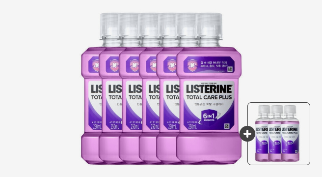 리스테린 토탈케어 플러스 250ml 6개 +리스테린 토탈케어플러스 100ml  3개 증정