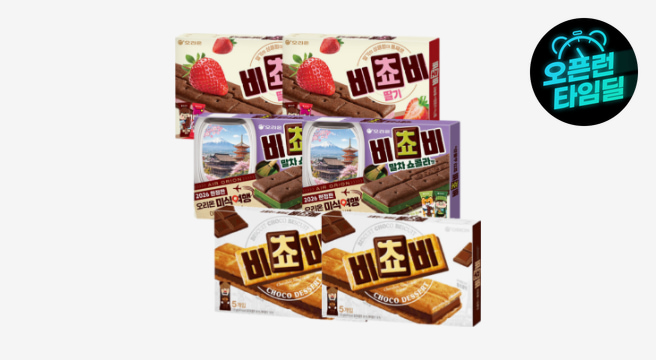 오리온 비쵸비 초코 5P 125g 2박스 + 딸기 5P 125g 2박스 + 말차쇼콜라 5P 125g 2박스