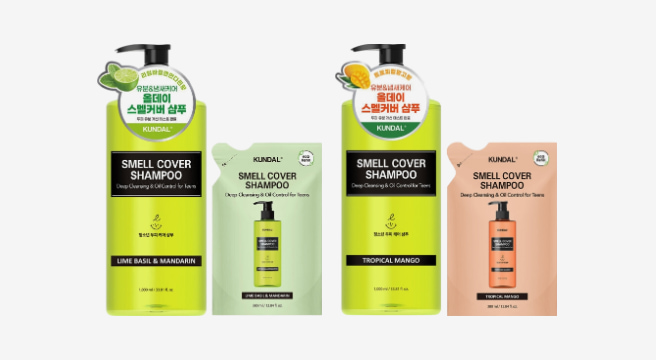 쿤달 대용량 올데이 정수리냄새커버 청소년샴푸 2종 1000ml+리필팩 380ml 증정