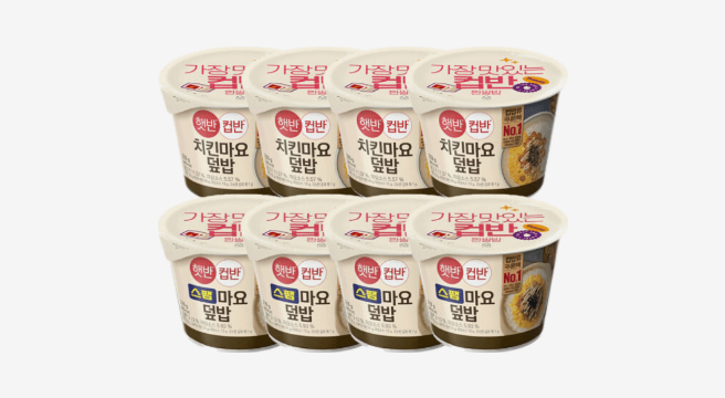 햇반 컵반 치킨마요 덮밥 233g 4개+스팸마요덮밥 219g 4개