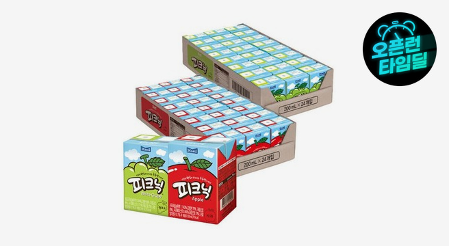 피크닉 사과 200ml 24팩 + 청포도 200ml 24팩