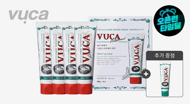 (4+1증정) 뷰.카 VU.CA 고불소 치약 미백 칫솔 구취케어 어린이 치약 모음