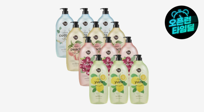 샤워메이트 프레시 바디워시 4종 1.2kg 3개 / 유자 피치 베리 코튼