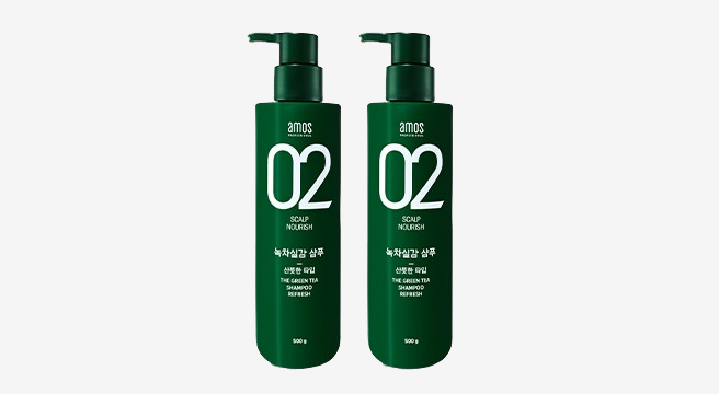 1+1 아모스 녹차실감 지성(산뜻한 타입) 샴푸 500g (무료배송)