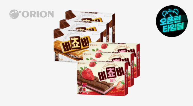 오리온 비쵸비 초코 5P 125g 3박스 + 딸기 5P 125g 3박스