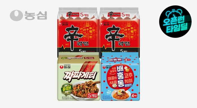 (타임딜)농심 신라면 10개+짜파게티 5개+배홍동 4개