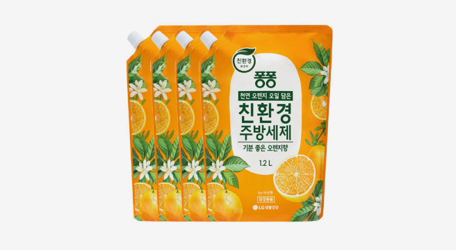 퐁퐁 친환경 주방세제 오렌지 1.2L 4개