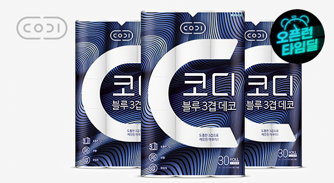 블루 3겹 데코 화장지 27m 30롤 3팩