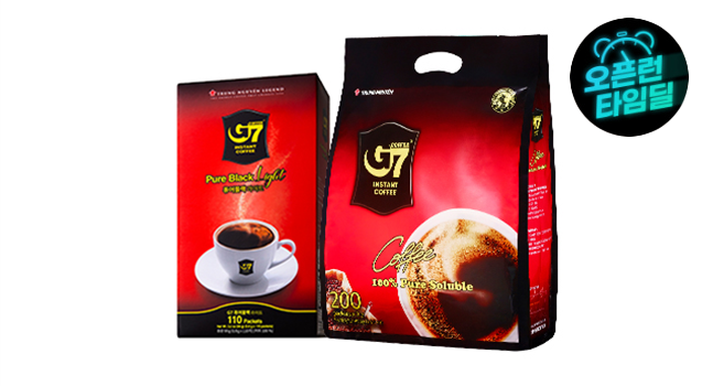 G7 퓨어블랙2g 200개입+퓨어블랙 라이트0.9g 110개입  (한정 타임딜 특가)