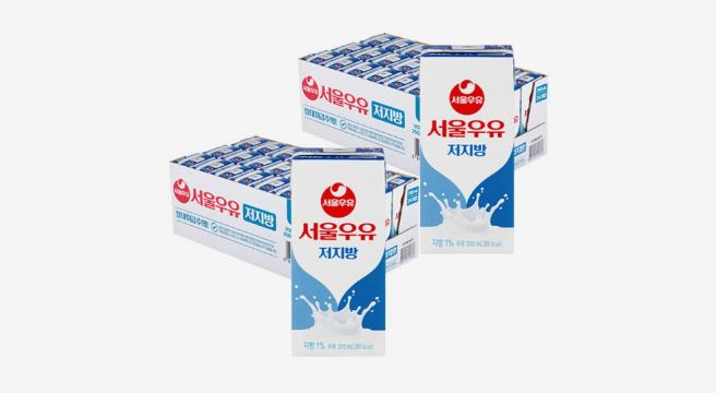 (타임딜) 서울우유 저지방 멸균우유 200mlx24입+24입 (총 48입)