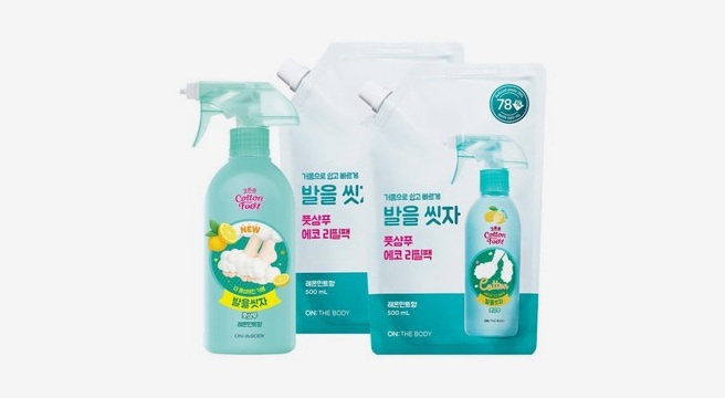 온더바디 코튼풋 발을씻자 풋샴푸 레몬 510ml+레몬향 리필 500ml 2개