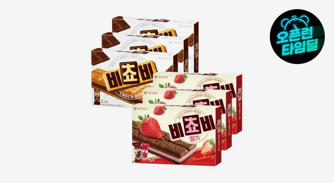 오리온 비쵸비 초코 5P 125g 3박스 + 딸기 5P 125g 3박스