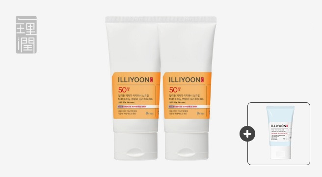 (9% 결제할인) 일리윤 저자극 이지워시 선크림 80ML 2입 +아토수딩젤 30ML 1개+한율 패드(2매입) 1개 증정