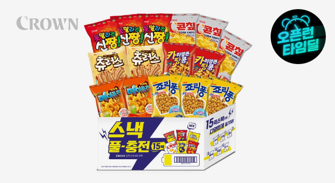 (지마켓단독) 크라운제과 스낵풀충전 15팩 1252G