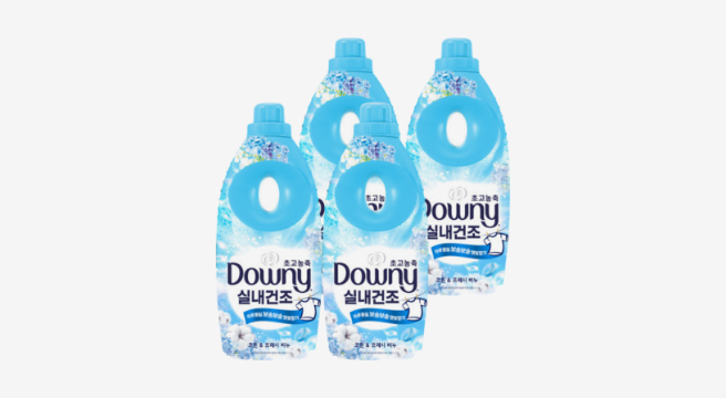 (타임딜)다우니 실내건조 섬유유연제 코튼프레시 비누 1L 4개 +다우니 200ml 1개 증정