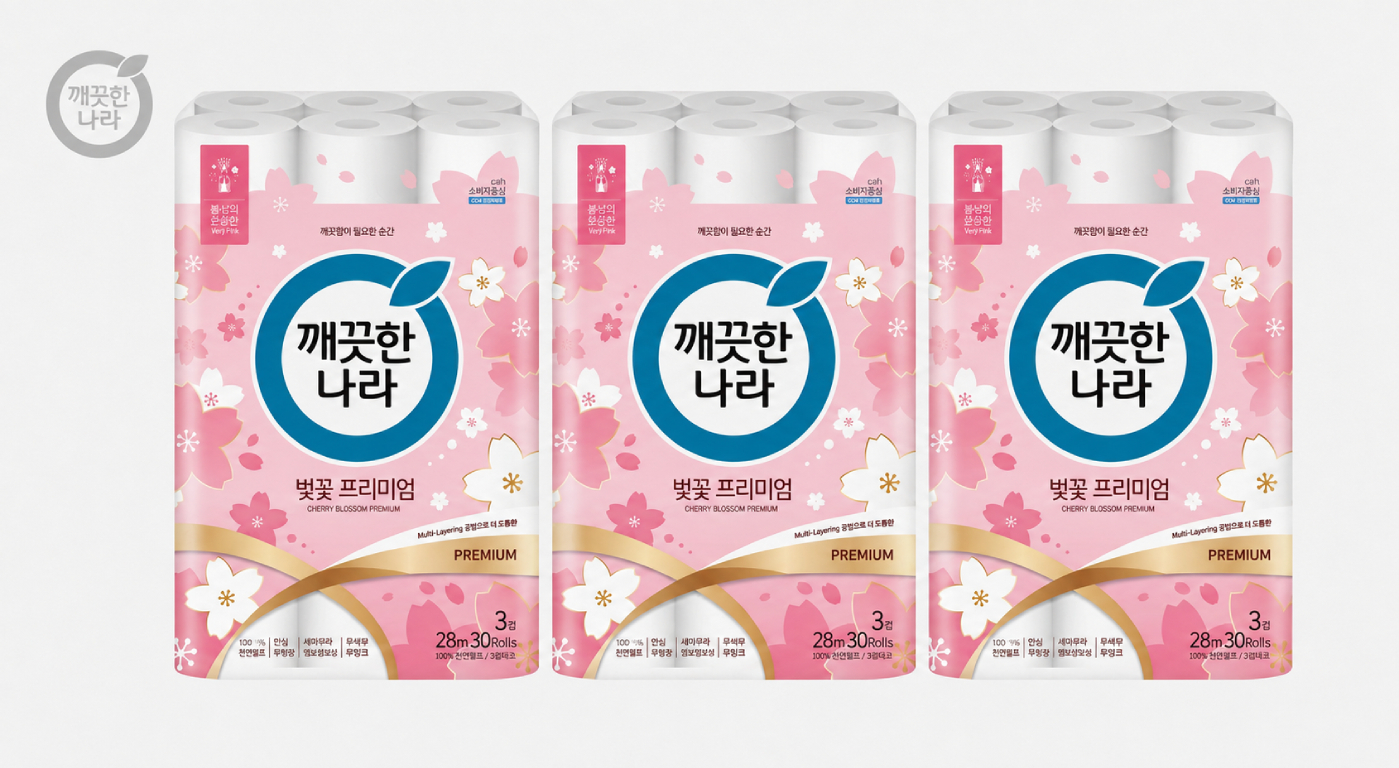 (18시-10시 타임딜) 깨끗한나라 벚꽃 프리미엄 28m 30롤 3팩