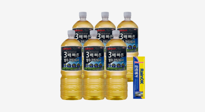 불스원 레인OK 3배빠른 발수코팅 프리미엄 에탄올 워셔액 1.8L 6개 +RainOK 유막제거제 1회용 25g 증정